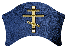 DABAN 519 GD SH BL Gold Orthodox Cross Shimmer Blue Background